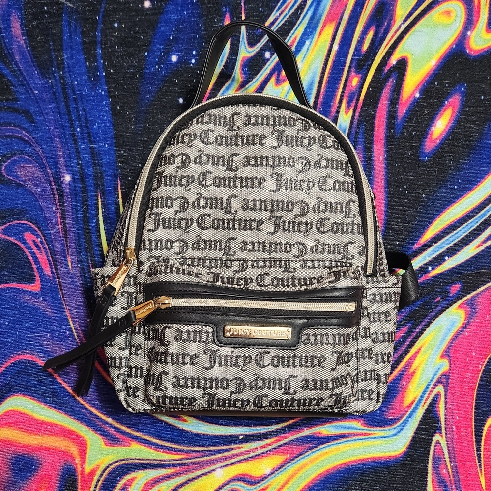 Juicy Couture Grey & Black Mini Backpack Purse